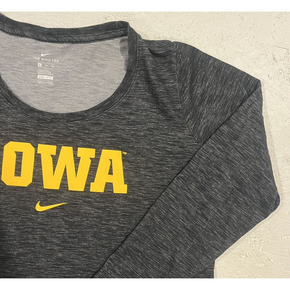 Iowa‎ Hawkeyes Womens Shirt Nike XL Heather Gray Long Sleeve Dri-Fit Logo - Picture 5 of 9